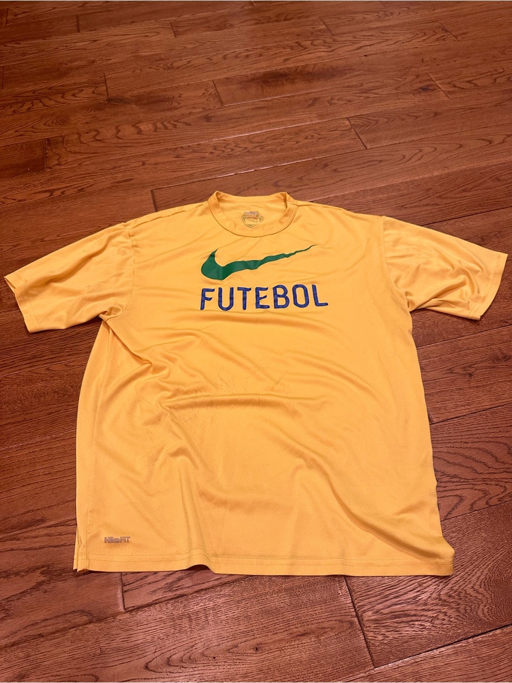 Nike Yellow Futebol Tee with Green Swoosh